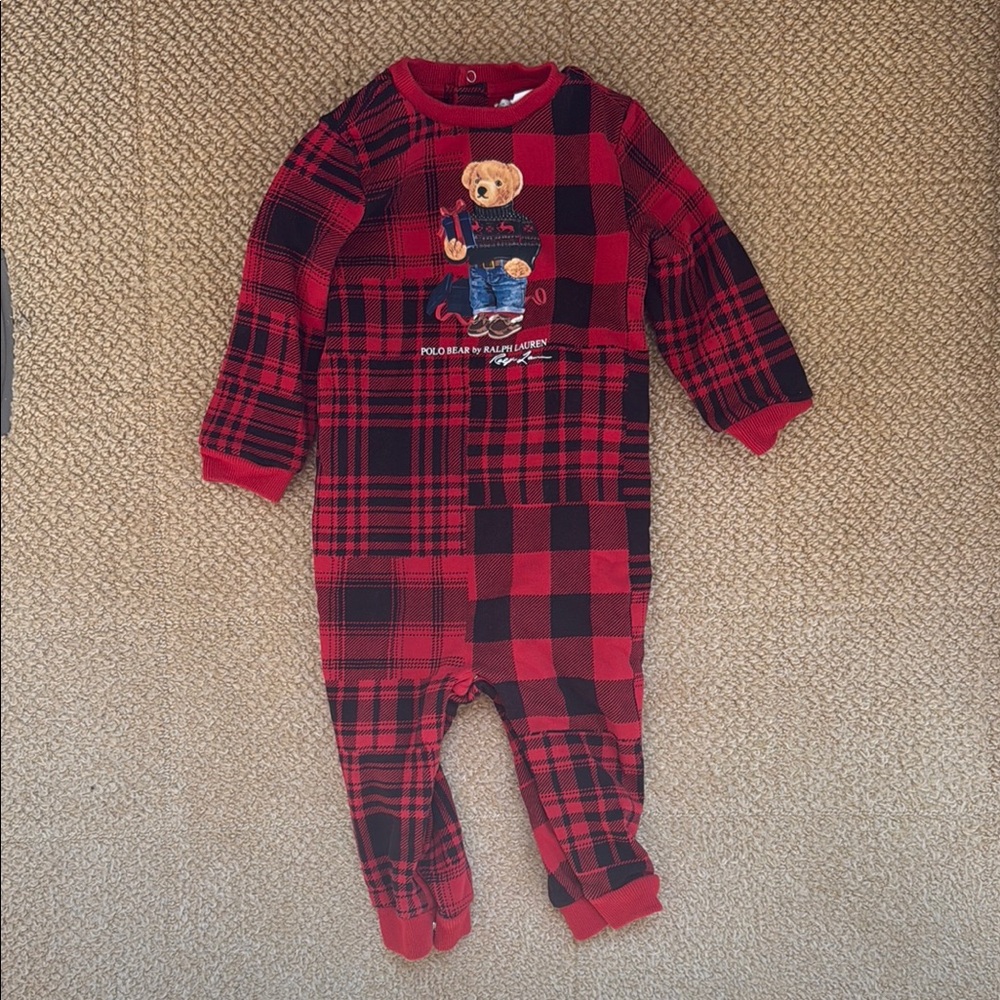 Ralph Lauren Plaid Red Kids One Piece 12 month